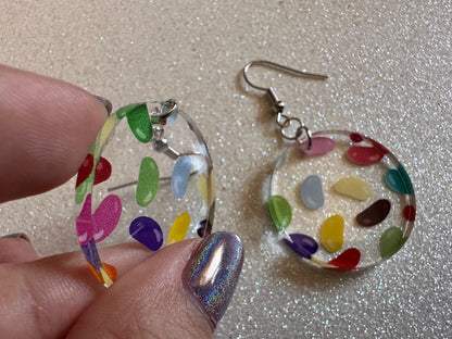 Jelly Bean Earrings: Laser Cut Acrylic Jelly Beans in Jars, Candy, Sweet, Dessert, Novelty Earrings, Rainbow, Best Gifts for Her/Him/Them