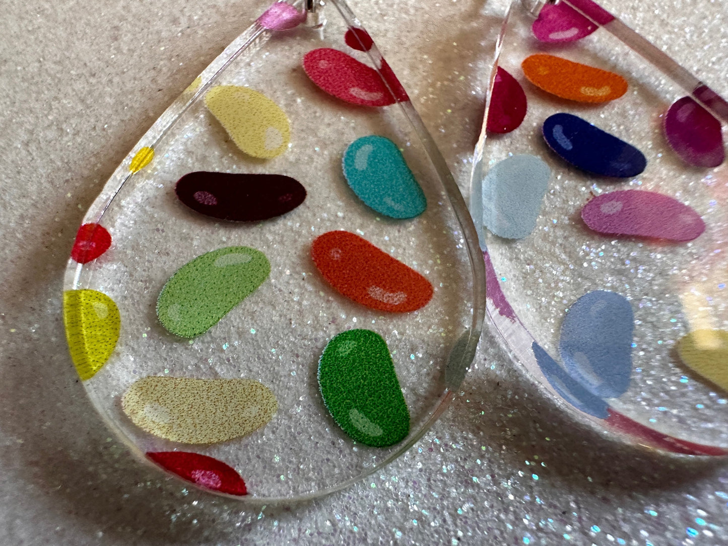 Jelly Bean Earrings: Laser Cut Acrylic Jelly Beans in Jars, Candy, Sweet, Dessert, Novelty Earrings, Rainbow, Best Gifts for Her/Him/Them