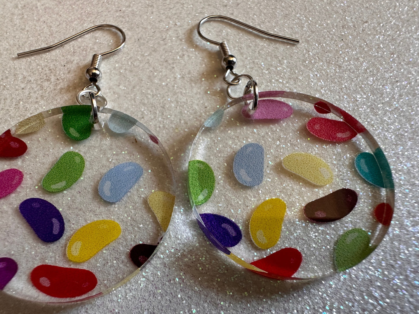 Jelly Bean Earrings: Laser Cut Acrylic Jelly Beans in Jars, Candy, Sweet, Dessert, Novelty Earrings, Rainbow, Best Gifts for Her/Him/Them