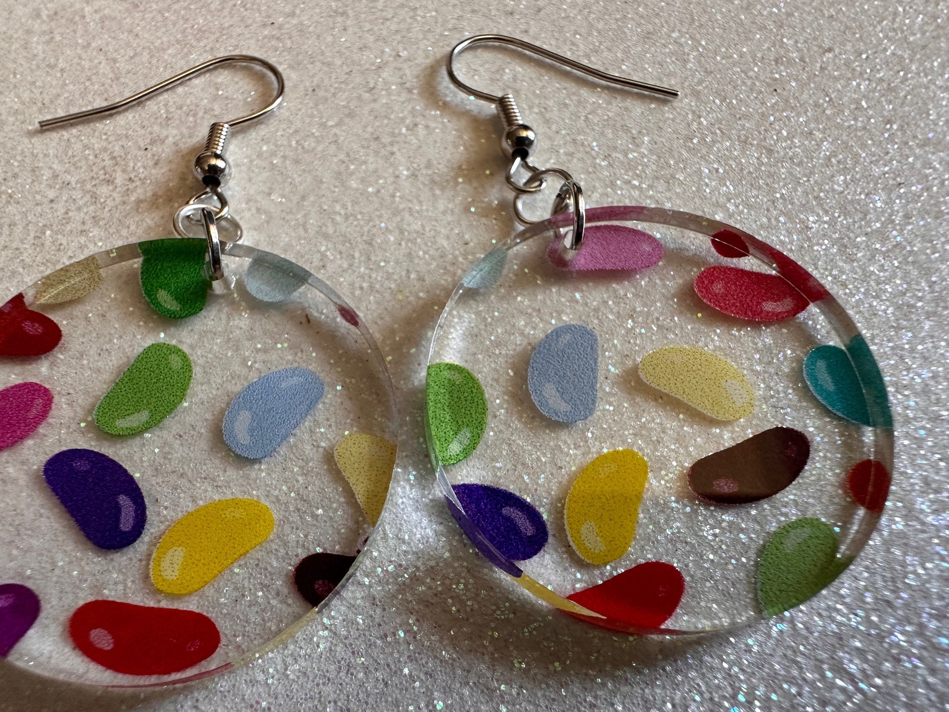 Jelly Bean Earrings: Laser Cut Acrylic Jelly Beans in Jars, Candy, Sweet, Dessert, Novelty Earrings, Rainbow, Best Gifts for Her/Him/Them