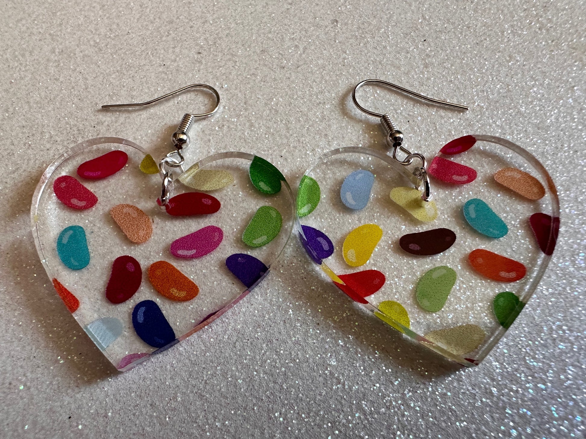 Jelly Bean Earrings: Laser Cut Acrylic Jelly Beans in Jars, Candy, Sweet, Dessert, Novelty Earrings, Rainbow, Best Gifts for Her/Him/Them