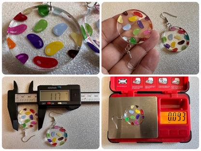 Jelly Bean Earrings: Laser Cut Acrylic Jelly Beans in Jars, Candy, Sweet, Dessert, Novelty Earrings, Rainbow, Best Gifts for Her/Him/Them