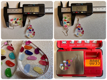 Jelly Bean Earrings: Laser Cut Acrylic Jelly Beans in Jars, Candy, Sweet, Dessert, Novelty Earrings, Rainbow, Best Gifts for Her/Him/Them