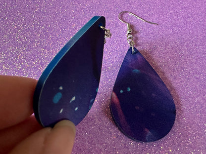 Jellyfish Earrings: Laser Cut Acrylic Jellyfish Design, Fish, Blue, Pink Jellyfish, Animals, Fish, Aquarium, Best Gifts for Her/Him/Them
