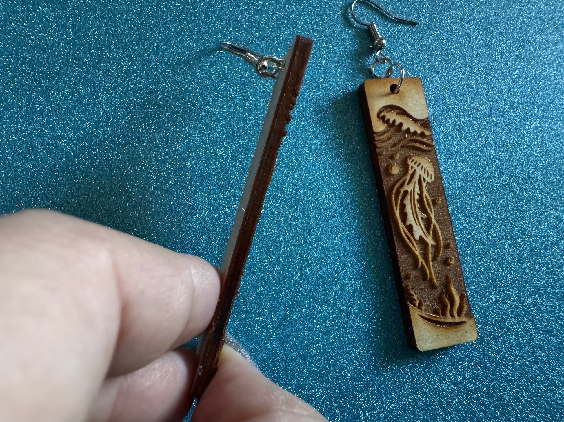 Jellyfish Earrings: Laser Cut Wood Sea Creature, Waves, Ocean, Seaweed, Diving, Tropical Dive, Hawaii, Aquatic, Best Gifts for Her/Him/Them