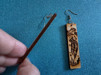 Jellyfish Earrings: Laser Cut Wood Sea Creature, Waves, Ocean, Seaweed, Diving, Tropical Dive, Hawaii, Aquatic, Best Gifts for Her/Him/Them