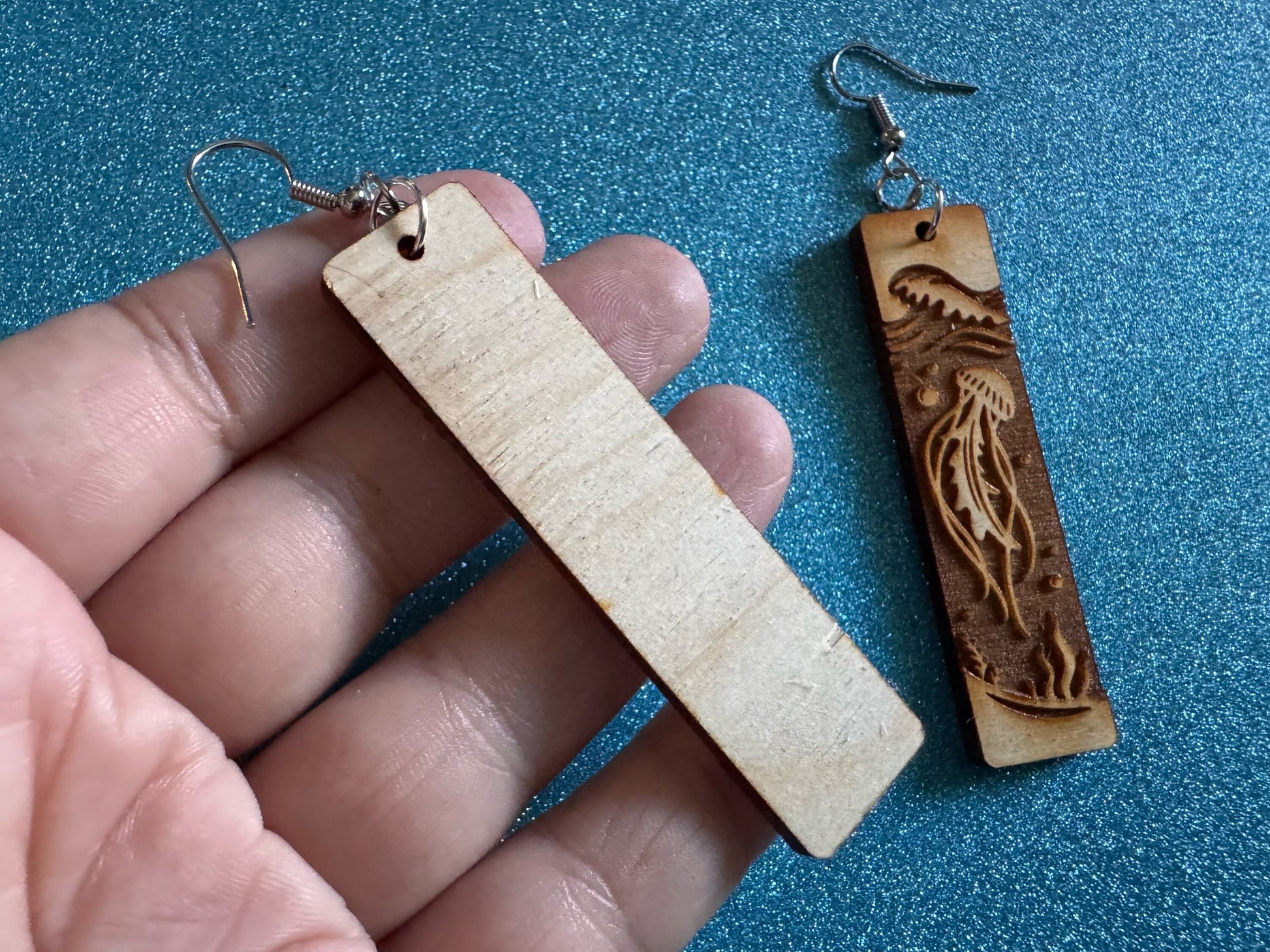 Jellyfish Earrings: Laser Cut Wood Sea Creature, Waves, Ocean, Seaweed, Diving, Tropical Dive, Hawaii, Aquatic, Best Gifts for Her/Him/Them