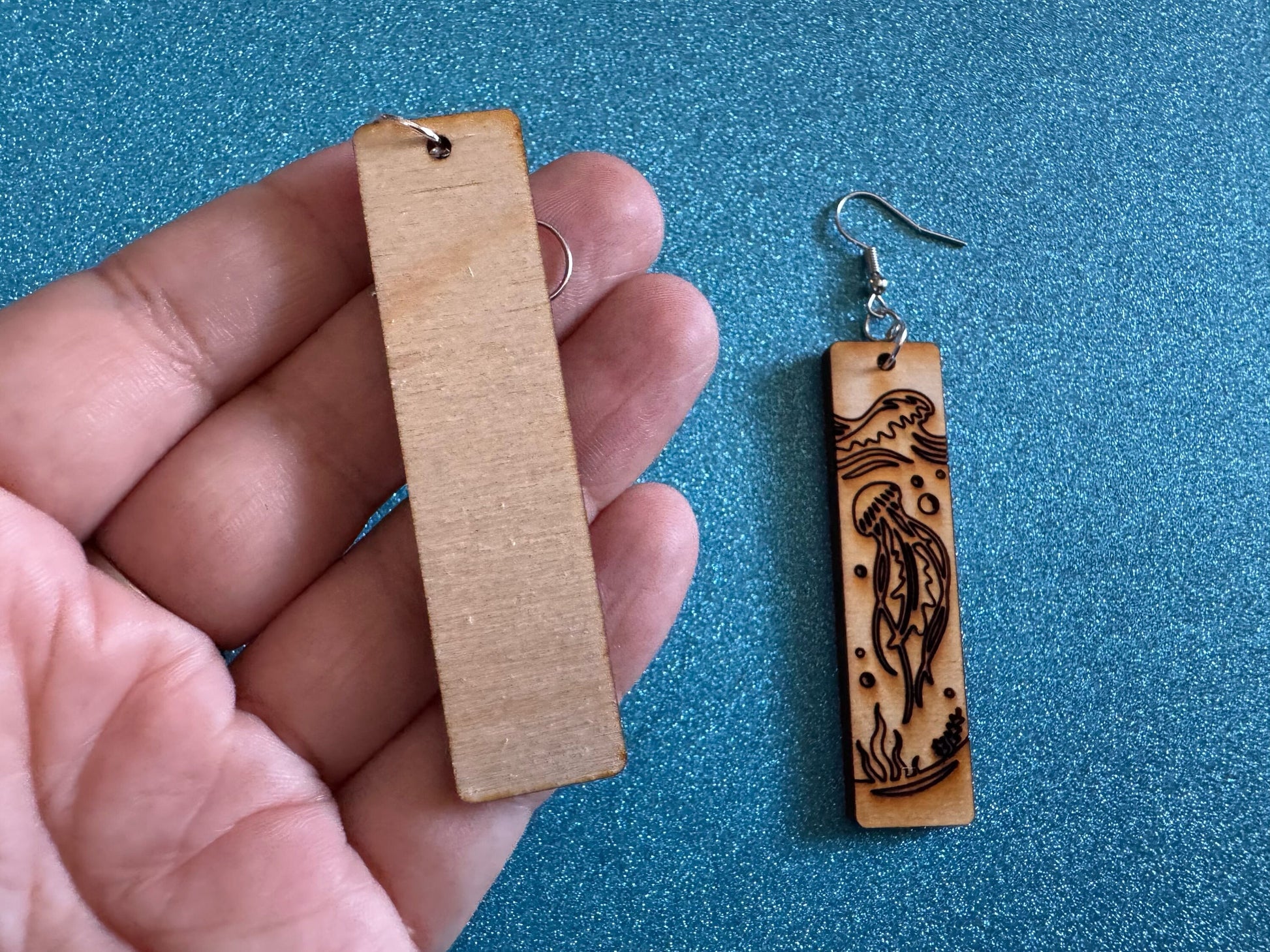 Jellyfish Earrings: Laser Cut Wood Sea Creature, Waves, Ocean, Seaweed, Diving, Tropical Dive, Hawaii, Aquatic, Best Gifts for Her/Him/Them