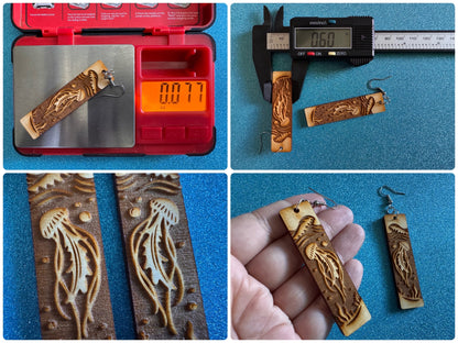 Jellyfish Earrings: Laser Cut Wood Sea Creature, Waves, Ocean, Seaweed, Diving, Tropical Dive, Hawaii, Aquatic, Best Gifts for Her/Him/Them