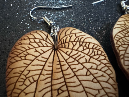 Kava Leaf Earrings: Laser Cut Wooden Leaves, Tropical Leaf, Green Earrings, Plants, Wood, Best Gifts for Her/Him/Them
