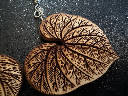 Kava Leaf Earrings: Laser Cut Wooden Leaves, Tropical Leaf, Green Earrings, Plants, Wood, Best Gifts for Her/Him/Them