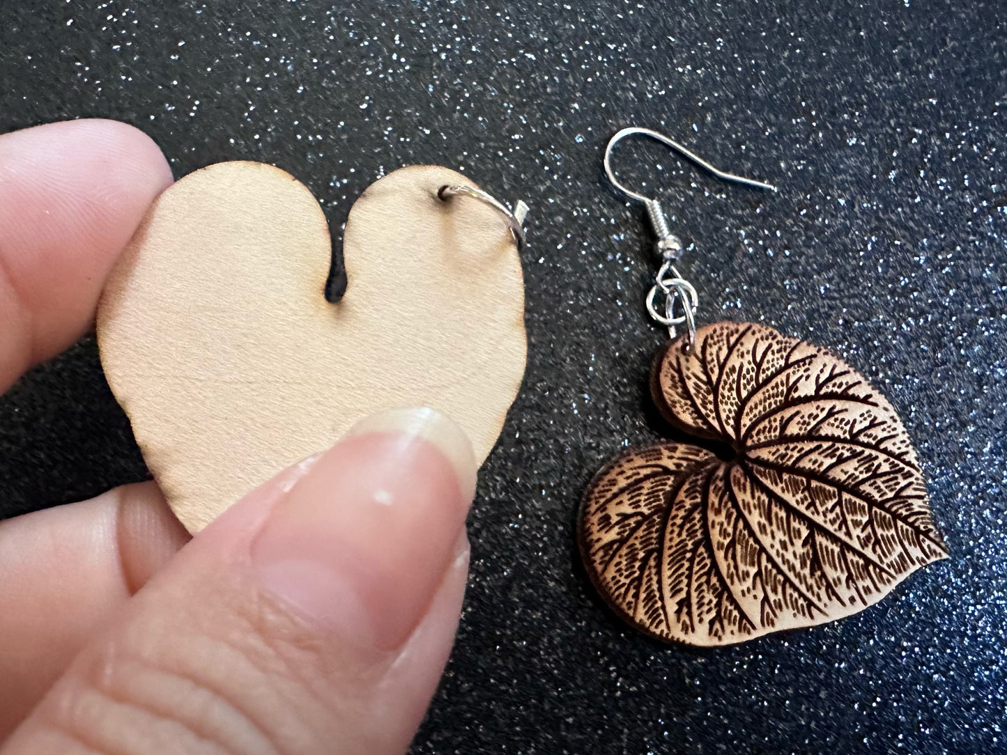 Kava Leaf Earrings: Laser Cut Wooden Leaves, Tropical Leaf, Green Earrings, Plants, Wood, Best Gifts for Her/Him/Them