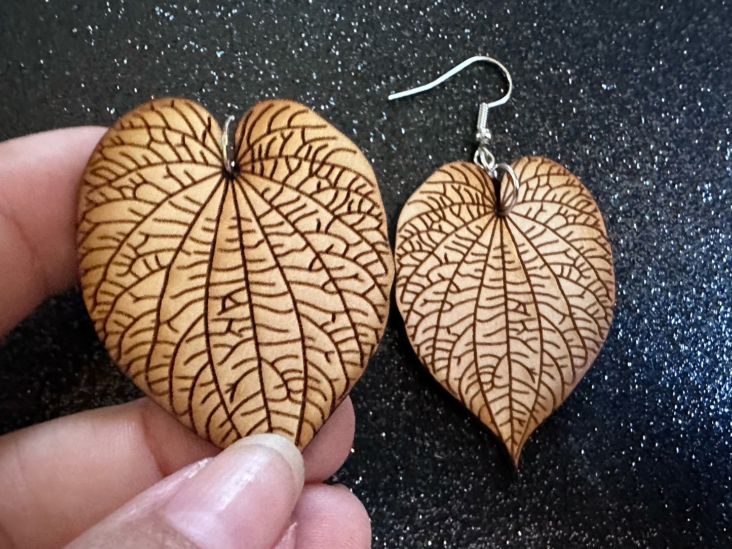 Kava Leaf Earrings: Laser Cut Wooden Leaves, Tropical Leaf, Green Earrings, Plants, Wood, Best Gifts for Her/Him/Them