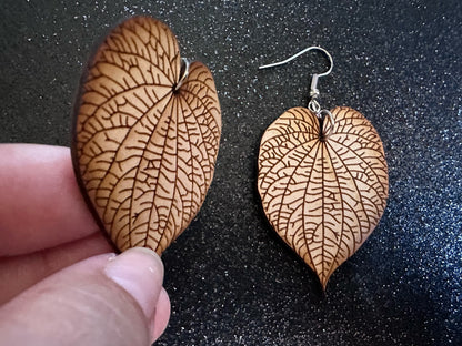 Kava Leaf Earrings: Laser Cut Wooden Leaves, Tropical Leaf, Green Earrings, Plants, Wood, Best Gifts for Her/Him/Them