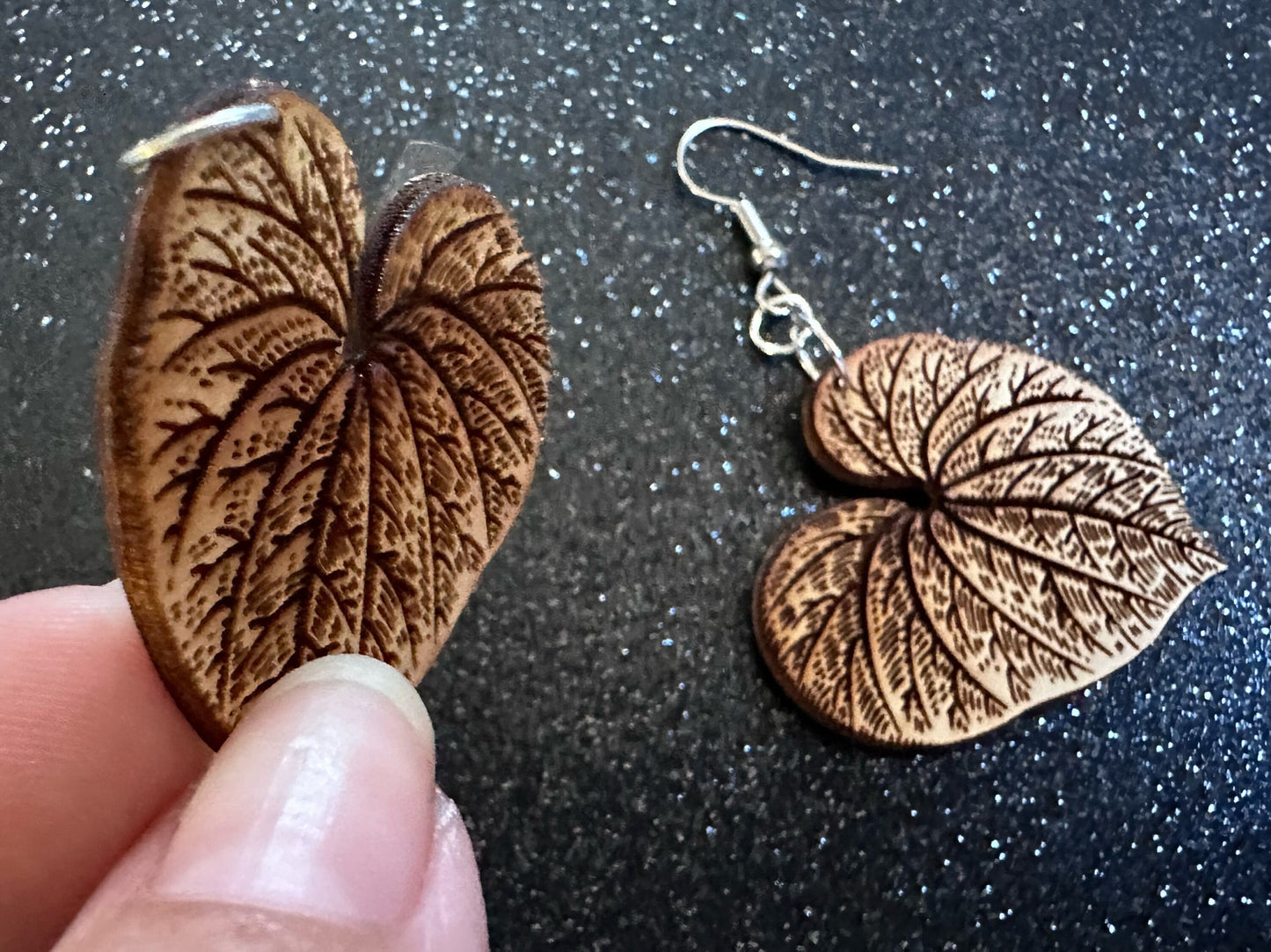 Kava Leaf Earrings: Laser Cut Wooden Leaves, Tropical Leaf, Green Earrings, Plants, Wood, Best Gifts for Her/Him/Them