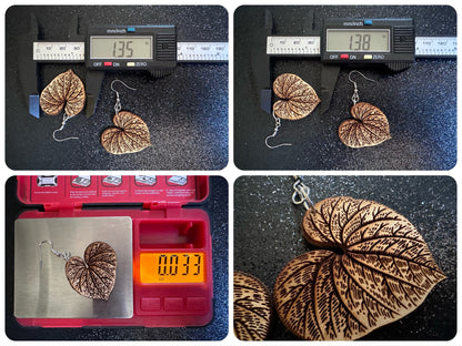 Kava Leaf Earrings: Laser Cut Wooden Leaves, Tropical Leaf, Green Earrings, Plants, Wood, Best Gifts for Her/Him/Them
