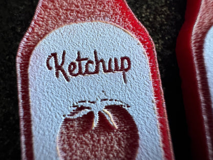 Ketchup Bottle Earrings: Laser Cut Acrylic Ketchup Earrings, Food, Tomato, Sauce, Condiments, Food Earrings, Best Gifts for Her/Him/Them