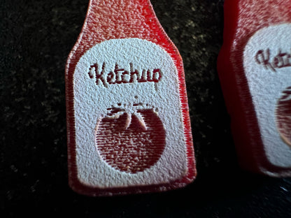 Ketchup Bottle Earrings: Laser Cut Acrylic Ketchup Earrings, Food, Tomato, Sauce, Condiments, Food Earrings, Best Gifts for Her/Him/Them
