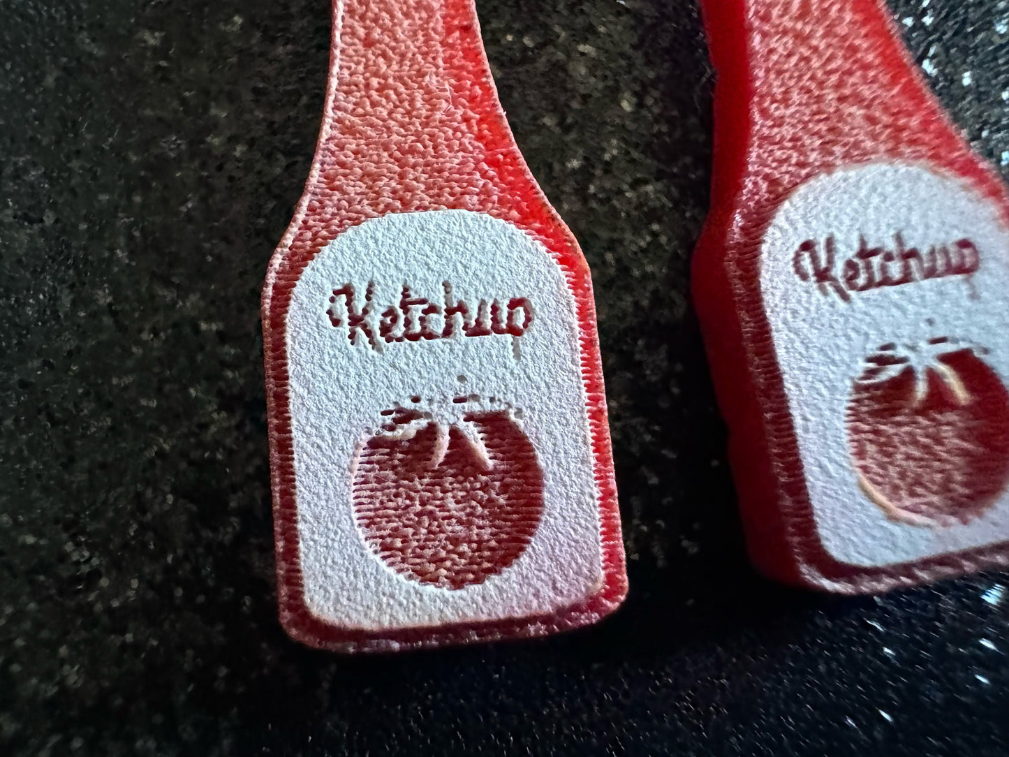 Ketchup Bottle Earrings: Laser Cut Acrylic Ketchup Earrings, Food, Tomato, Sauce, Condiments, Food Earrings, Best Gifts for Her/Him/Them