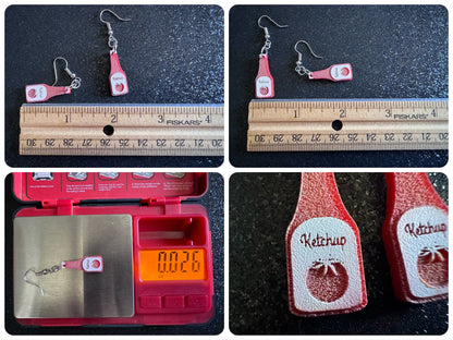 Ketchup Bottle Earrings: Laser Cut Acrylic Ketchup Earrings, Food, Tomato, Sauce, Condiments, Food Earrings, Best Gifts for Her/Him/Them