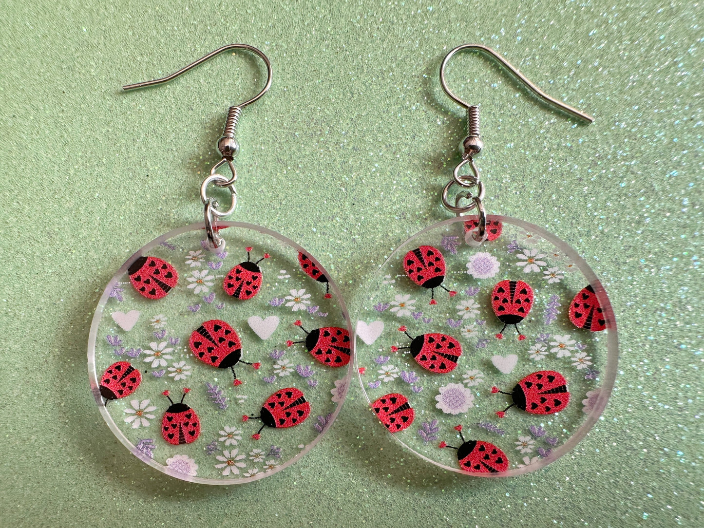 Ladybug Earrings: Laser Cut Acrylic Lady Birds, Ladybugs, Insects, Entomology, Ladybird, Summer Vibes, Cottage, Best Gifts for Her/Him/Them