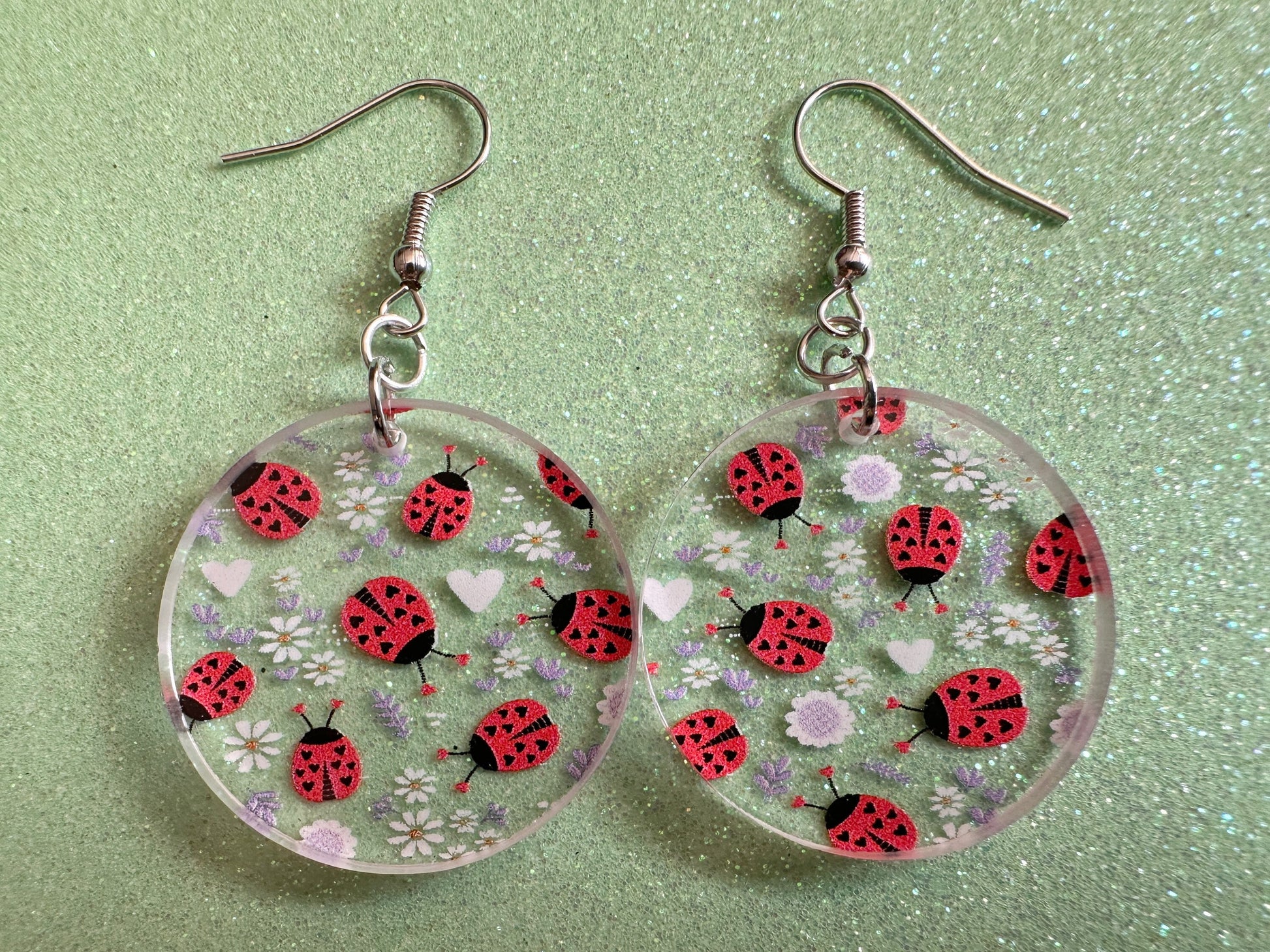 Ladybug Earrings: Laser Cut Acrylic Lady Birds, Ladybugs, Insects, Entomology, Ladybird, Summer Vibes, Cottage, Best Gifts for Her/Him/Them
