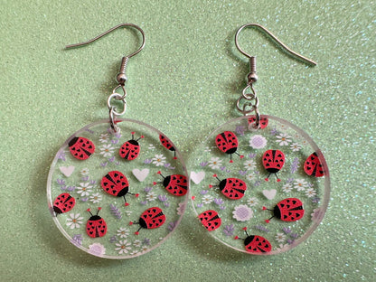 Ladybug Earrings: Laser Cut Acrylic Lady Birds, Ladybugs, Insects, Entomology, Ladybird, Summer Vibes, Cottage, Best Gifts for Her/Him/Them