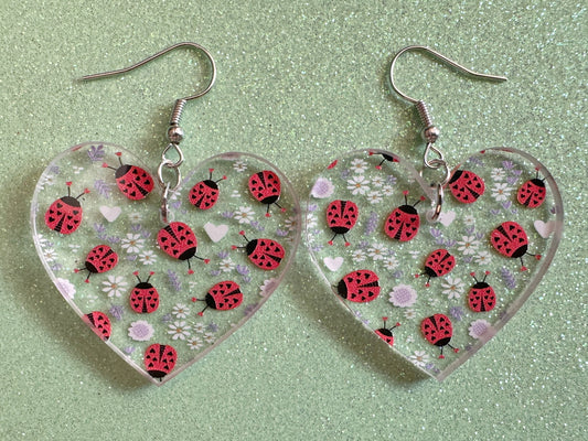 Ladybug Earrings: Laser Cut Acrylic Lady Birds, Ladybugs, Insects, Entomology, Ladybird, Summer Vibes, Cottage, Best Gifts for Her/Him/Them