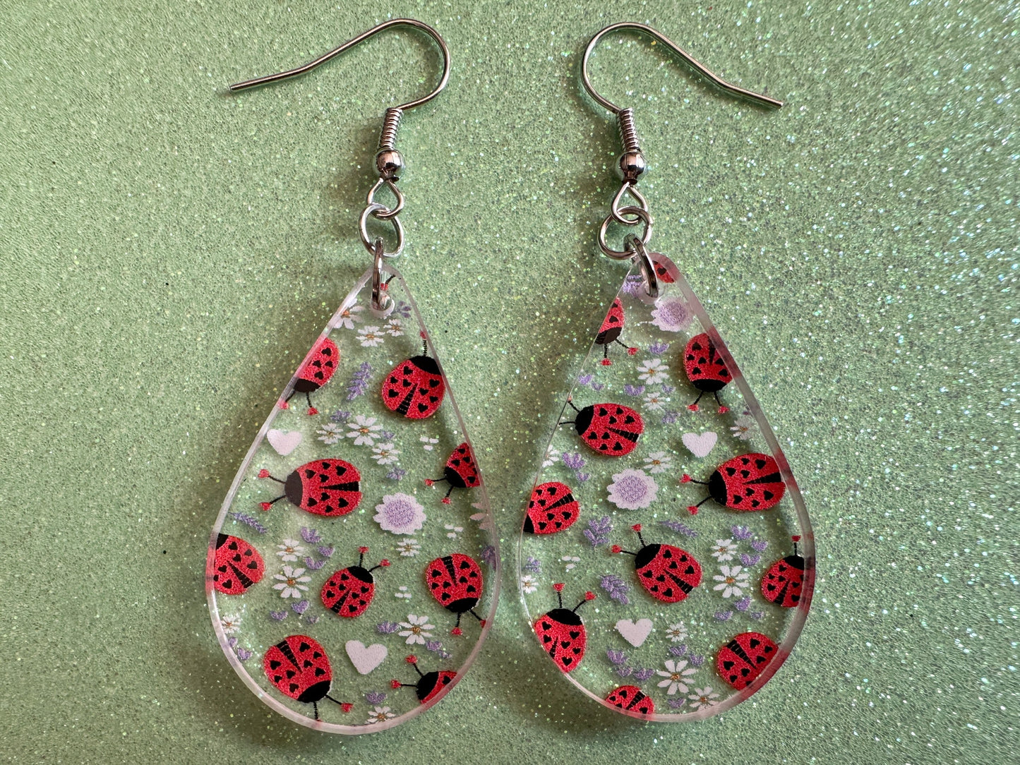 Ladybug Earrings: Laser Cut Acrylic Lady Birds, Ladybugs, Insects, Entomology, Ladybird, Summer Vibes, Cottage, Best Gifts for Her/Him/Them