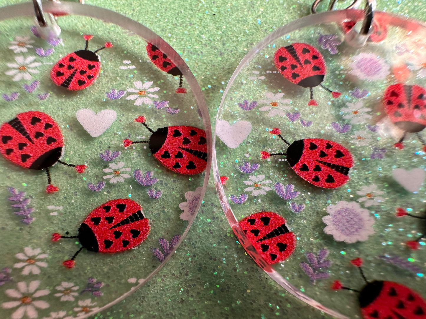 Ladybug Earrings: Laser Cut Acrylic Lady Birds, Ladybugs, Insects, Entomology, Ladybird, Summer Vibes, Cottage, Best Gifts for Her/Him/Them