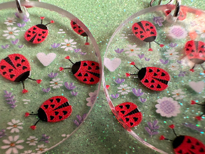 Ladybug Earrings: Laser Cut Acrylic Lady Birds, Ladybugs, Insects, Entomology, Ladybird, Summer Vibes, Cottage, Best Gifts for Her/Him/Them