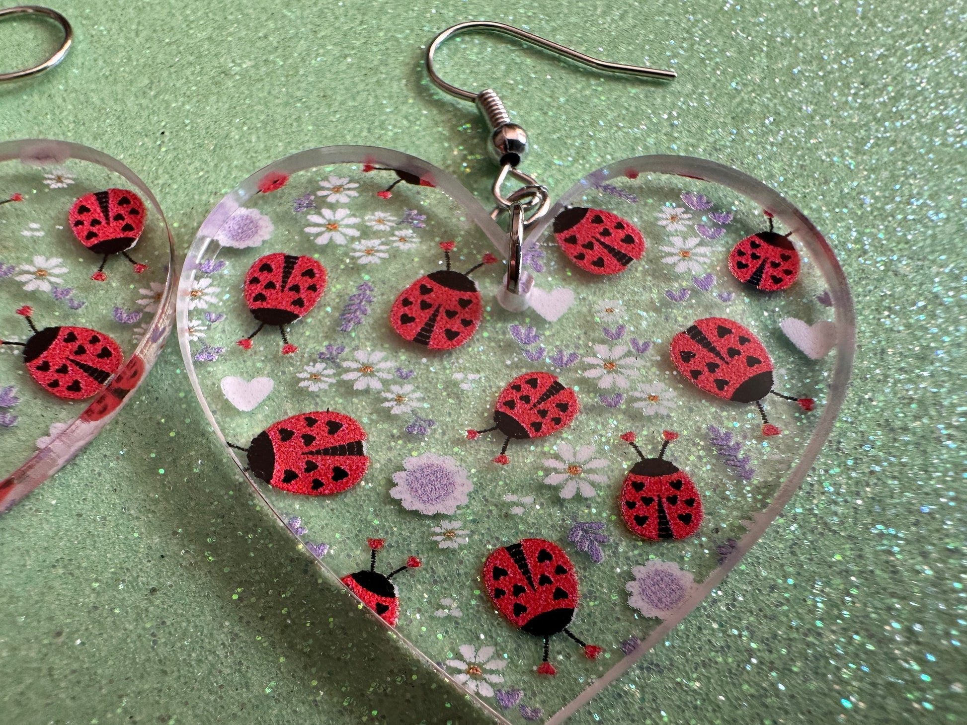 Ladybug Earrings: Laser Cut Acrylic Lady Birds, Ladybugs, Insects, Entomology, Ladybird, Summer Vibes, Cottage, Best Gifts for Her/Him/Them