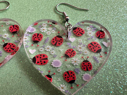 Ladybug Earrings: Laser Cut Acrylic Lady Birds, Ladybugs, Insects, Entomology, Ladybird, Summer Vibes, Cottage, Best Gifts for Her/Him/Them