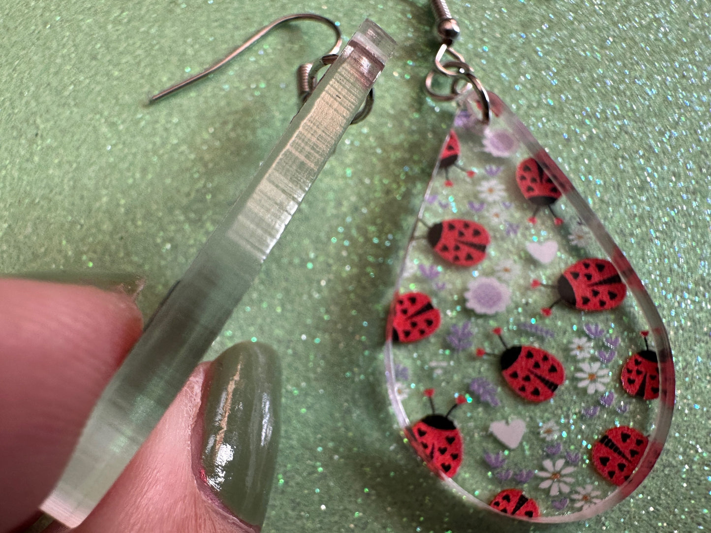 Ladybug Earrings: Laser Cut Acrylic Lady Birds, Ladybugs, Insects, Entomology, Ladybird, Summer Vibes, Cottage, Best Gifts for Her/Him/Them