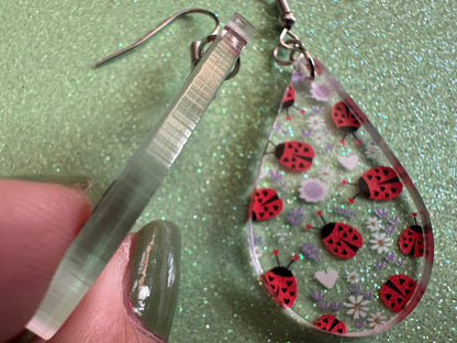 Ladybug Earrings: Laser Cut Acrylic Lady Birds, Ladybugs, Insects, Entomology, Ladybird, Summer Vibes, Cottage, Best Gifts for Her/Him/Them