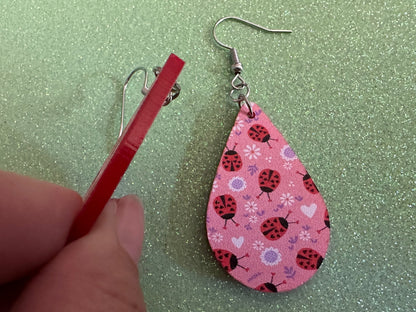 Ladybug Earrings: Laser Cut Acrylic Lady Birds, Ladybugs, Insects, Entomology, Ladybird, Summer Vibes, Cottage, Best Gifts for Her/Him/Them