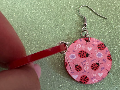Ladybug Earrings: Laser Cut Acrylic Lady Birds, Ladybugs, Insects, Entomology, Ladybird, Summer Vibes, Cottage, Best Gifts for Her/Him/Them