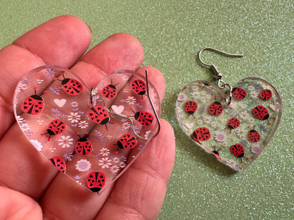 Ladybug Earrings: Laser Cut Acrylic Lady Birds, Ladybugs, Insects, Entomology, Ladybird, Summer Vibes, Cottage, Best Gifts for Her/Him/Them
