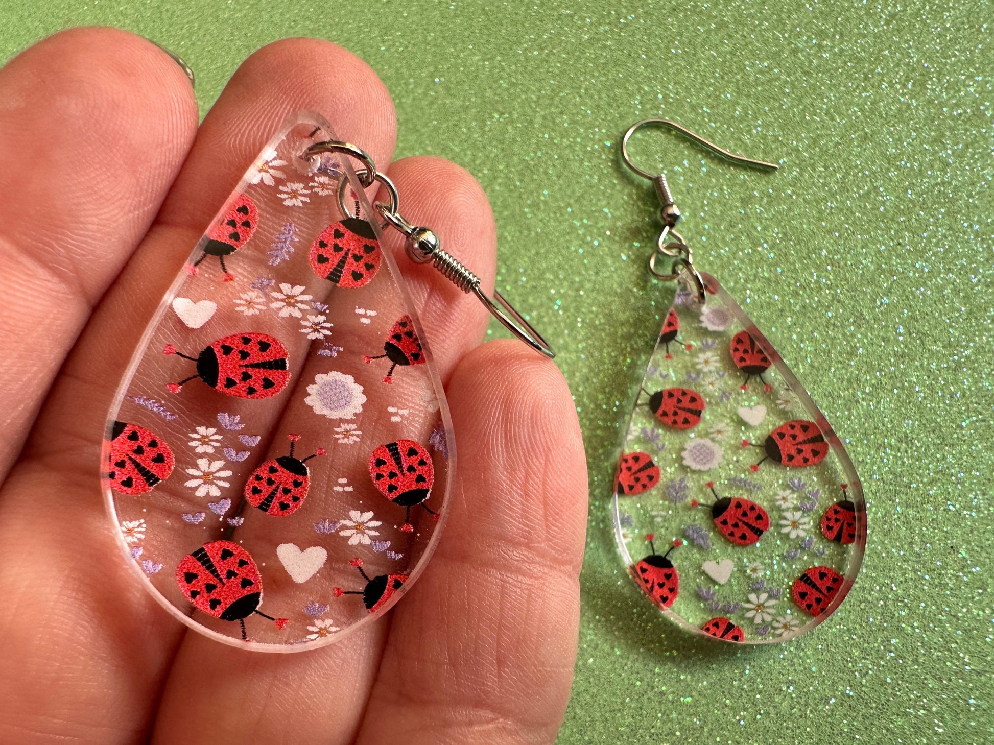 Ladybug Earrings: Laser Cut Acrylic Lady Birds, Ladybugs, Insects, Entomology, Ladybird, Summer Vibes, Cottage, Best Gifts for Her/Him/Them
