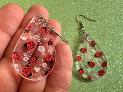 Ladybug Earrings: Laser Cut Acrylic Lady Birds, Ladybugs, Insects, Entomology, Ladybird, Summer Vibes, Cottage, Best Gifts for Her/Him/Them