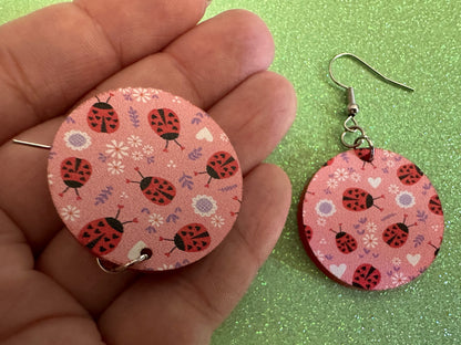 Ladybug Earrings: Laser Cut Acrylic Lady Birds, Ladybugs, Insects, Entomology, Ladybird, Summer Vibes, Cottage, Best Gifts for Her/Him/Them