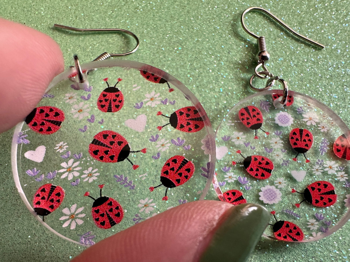 Ladybug Earrings: Laser Cut Acrylic Lady Birds, Ladybugs, Insects, Entomology, Ladybird, Summer Vibes, Cottage, Best Gifts for Her/Him/Them