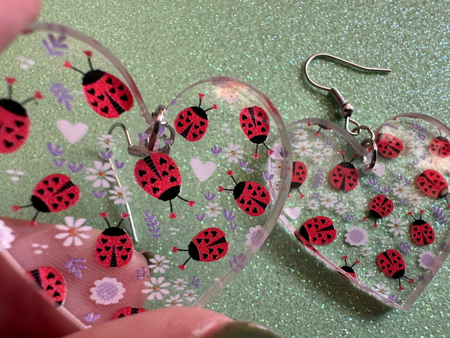 Ladybug Earrings: Laser Cut Acrylic Lady Birds, Ladybugs, Insects, Entomology, Ladybird, Summer Vibes, Cottage, Best Gifts for Her/Him/Them