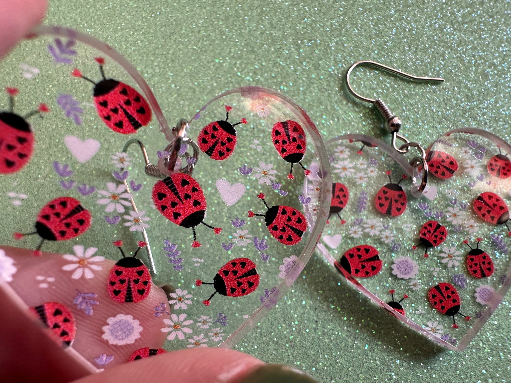 Ladybug Earrings: Laser Cut Acrylic Lady Birds, Ladybugs, Insects, Entomology, Ladybird, Summer Vibes, Cottage, Best Gifts for Her/Him/Them