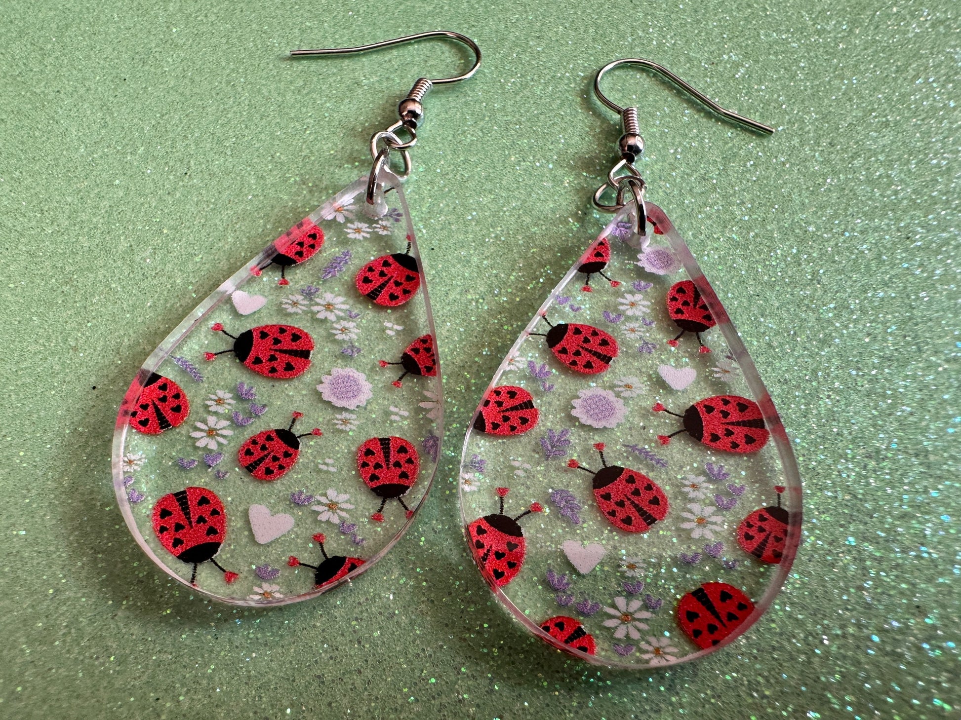 Ladybug Earrings: Laser Cut Acrylic Lady Birds, Ladybugs, Insects, Entomology, Ladybird, Summer Vibes, Cottage, Best Gifts for Her/Him/Them