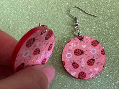 Ladybug Earrings: Laser Cut Acrylic Lady Birds, Ladybugs, Insects, Entomology, Ladybird, Summer Vibes, Cottage, Best Gifts for Her/Him/Them