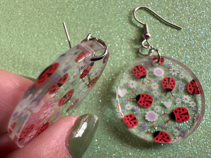 Ladybug Earrings: Laser Cut Acrylic Lady Birds, Ladybugs, Insects, Entomology, Ladybird, Summer Vibes, Cottage, Best Gifts for Her/Him/Them