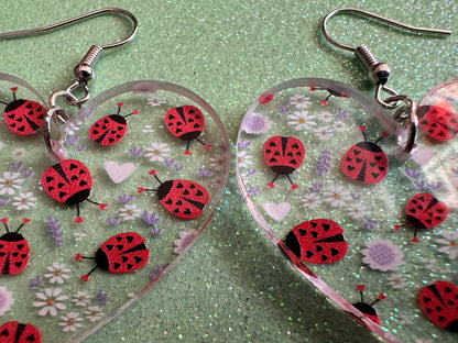Ladybug Earrings: Laser Cut Acrylic Lady Birds, Ladybugs, Insects, Entomology, Ladybird, Summer Vibes, Cottage, Best Gifts for Her/Him/Them