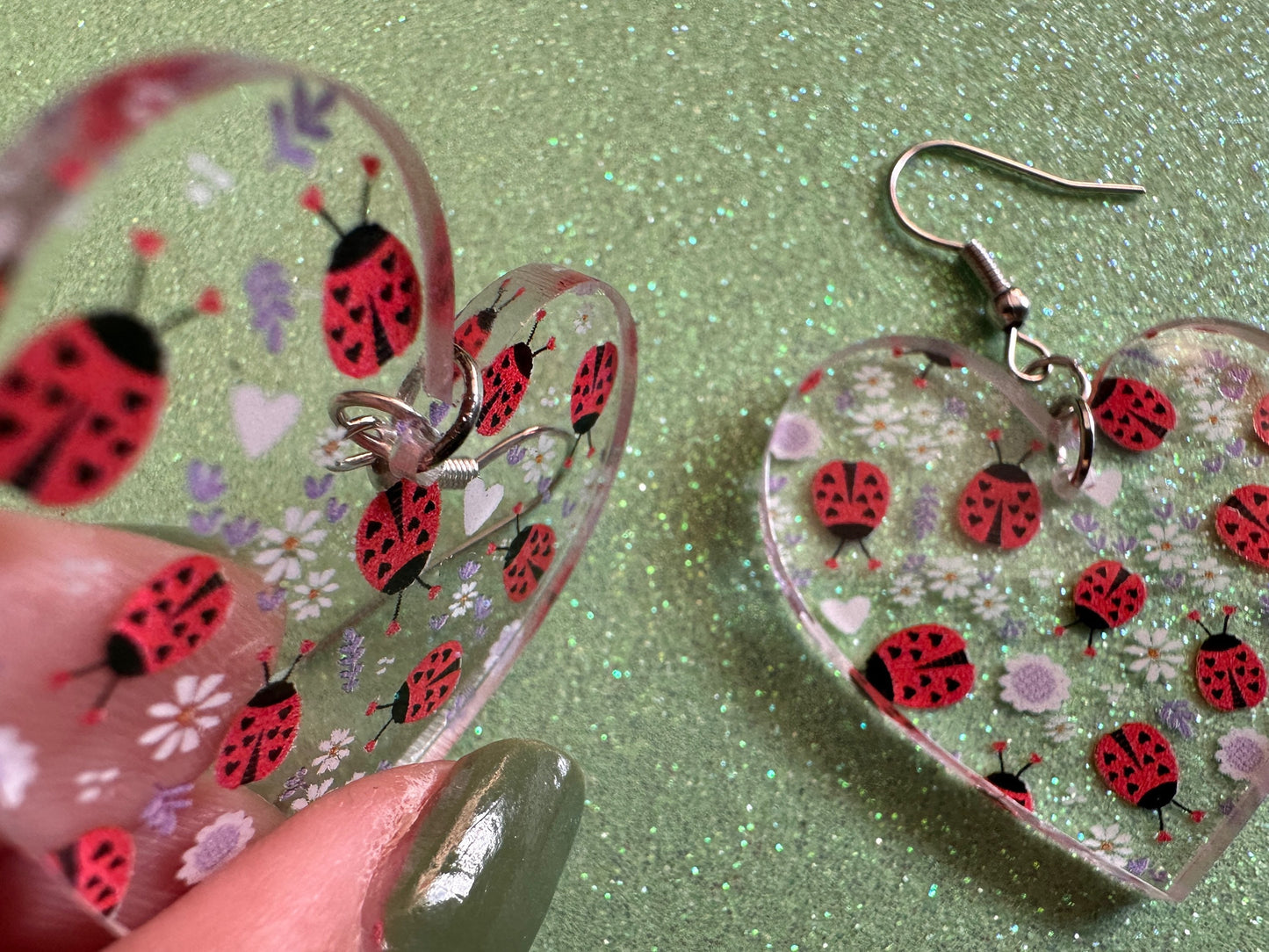 Ladybug Earrings: Laser Cut Acrylic Lady Birds, Ladybugs, Insects, Entomology, Ladybird, Summer Vibes, Cottage, Best Gifts for Her/Him/Them