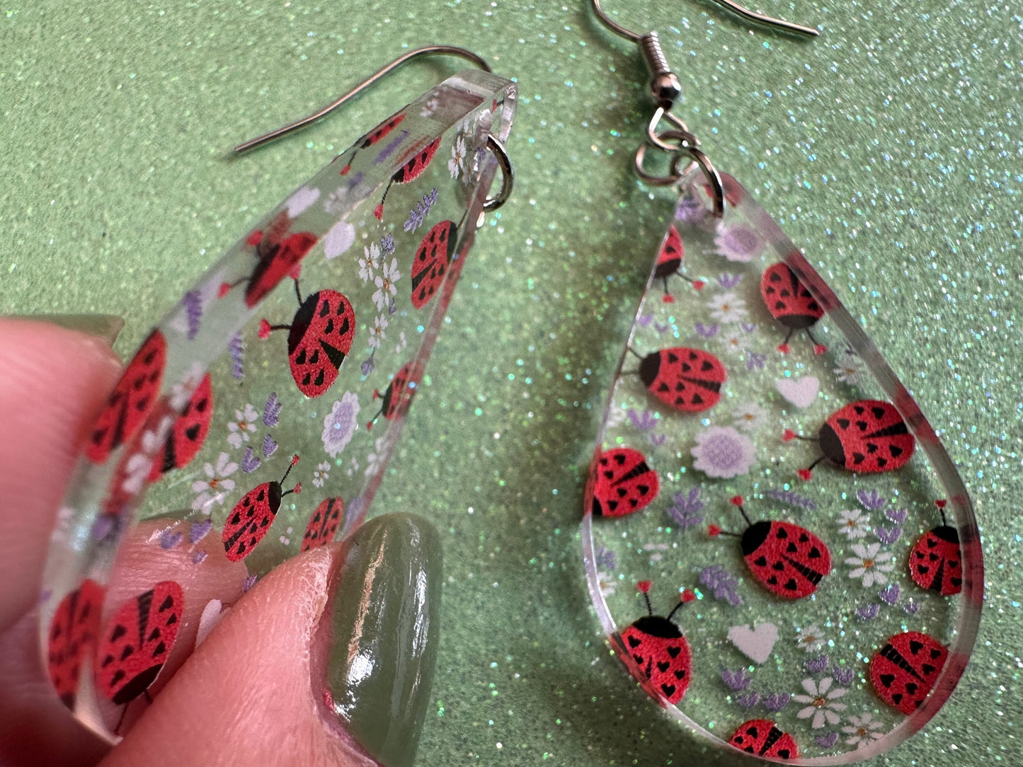 Ladybug Earrings: Laser Cut Acrylic Lady Birds, Ladybugs, Insects, Entomology, Ladybird, Summer Vibes, Cottage, Best Gifts for Her/Him/Them